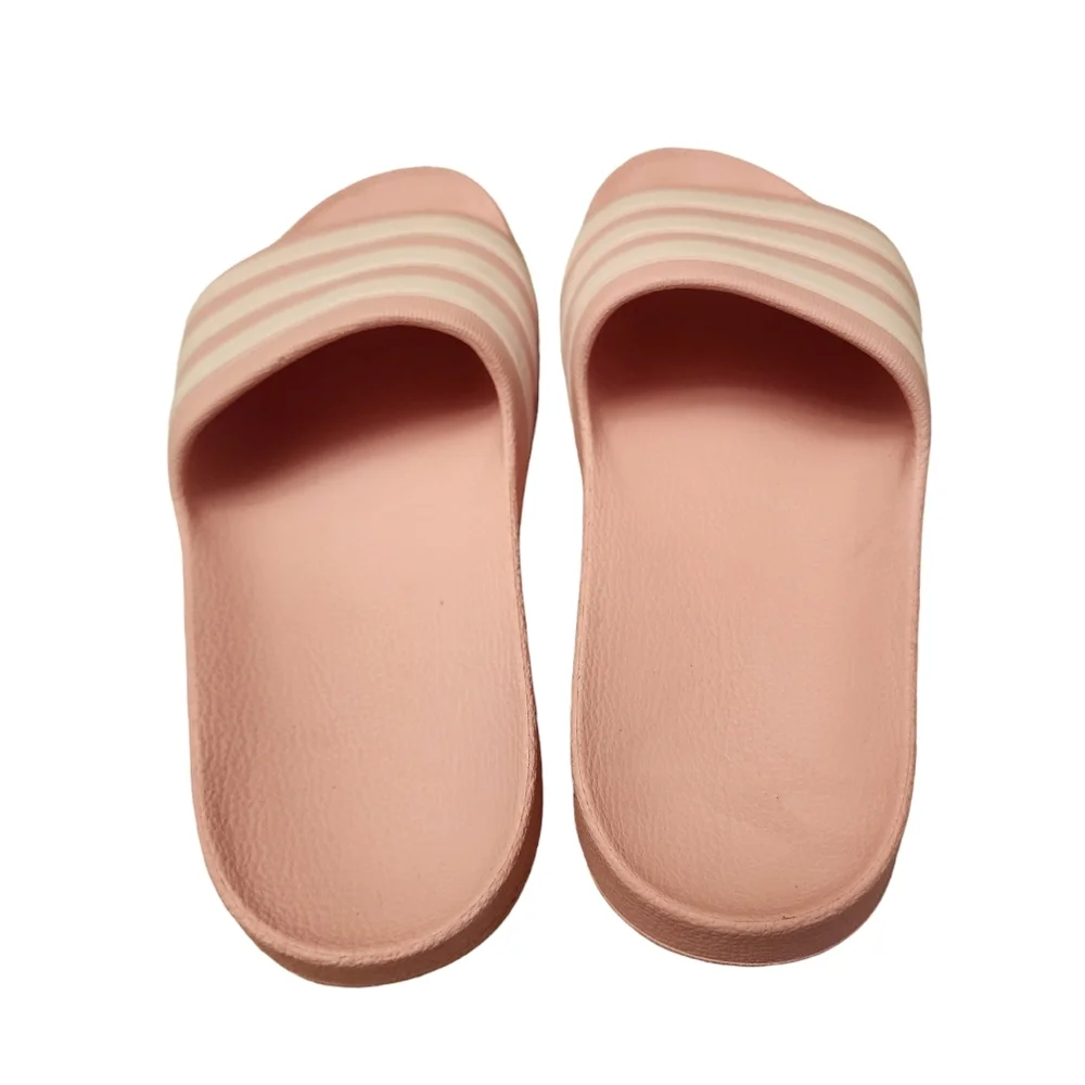 Adidas Pink and White Slide Sandals Girls Sz 5